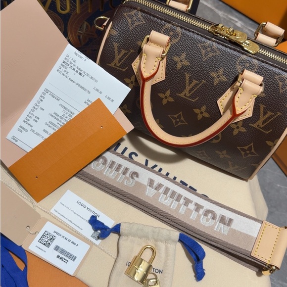 Louis Vuitton Handbags - Louis Vuitton Monogram Speedy Bandouliêre 20 Beige Strap NEW